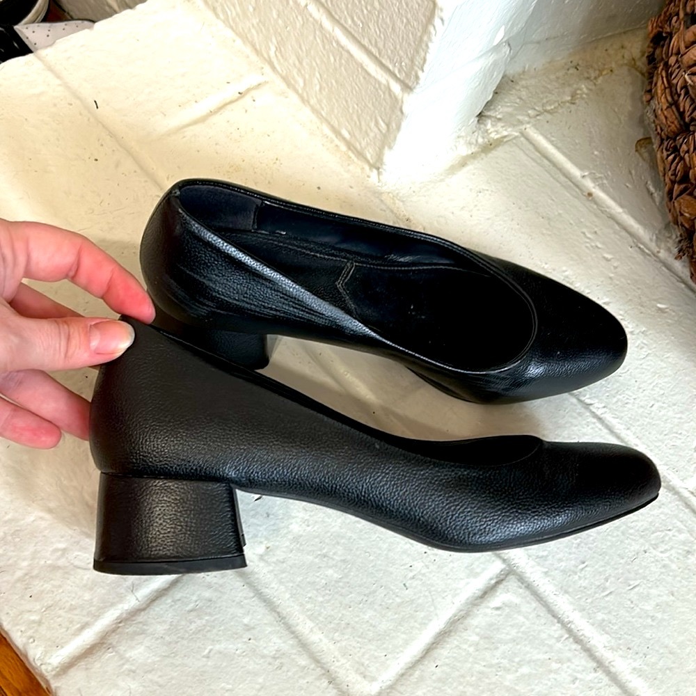 H by Halston Black Leather Heels